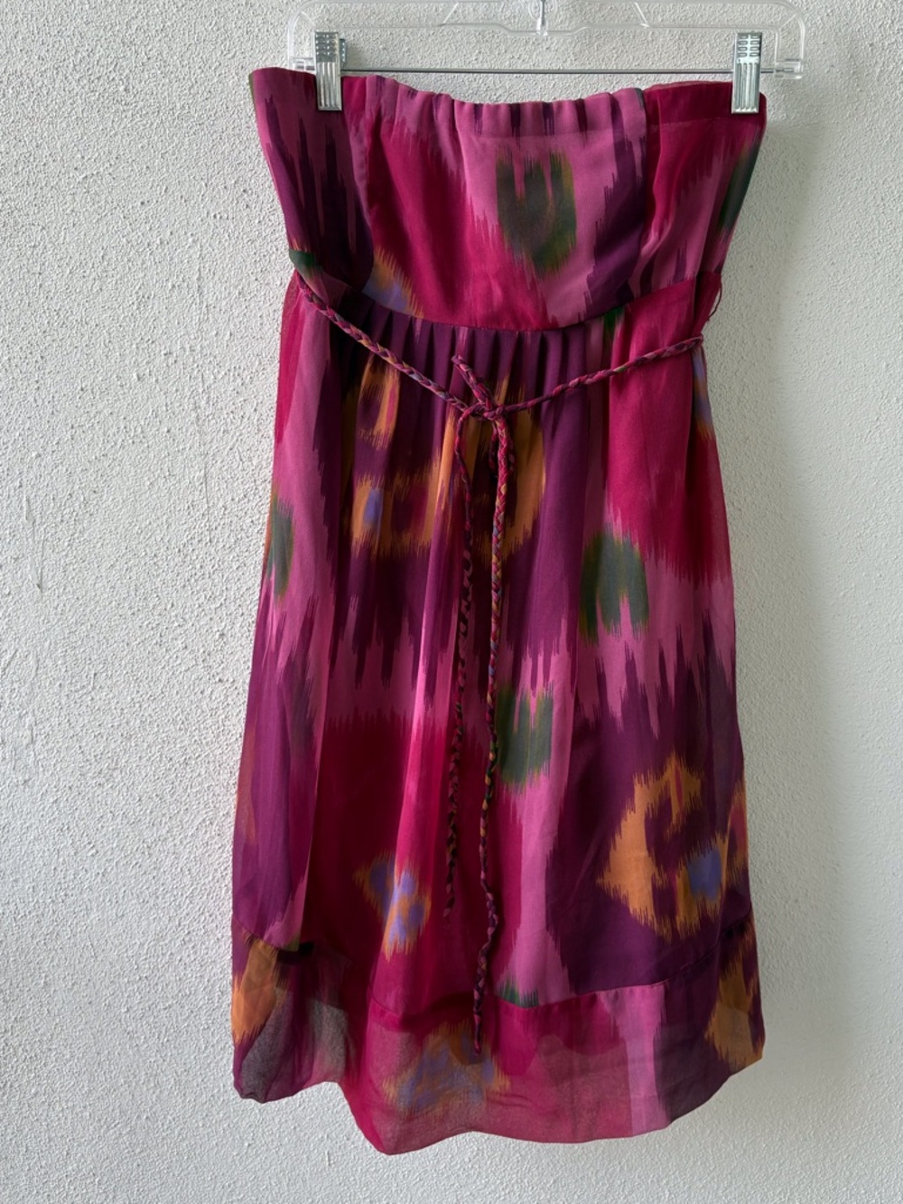 American Eagle Size 10 Strapless Mini Dress Smocked Back NWT Abstract Design